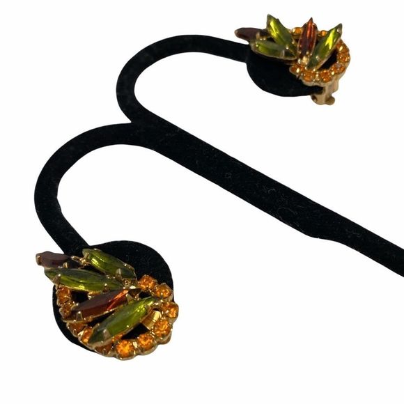 Vintage Juliana Navette And Round Rhinestone Crawler Earrings - Picture 5 of 15